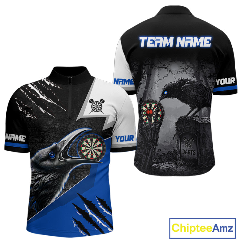 Personalized Raven Darts Shirt For Men Custom Black And Blue Gothic Darts Team Jersey TDM5093
