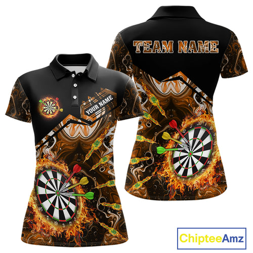 Personalized Orange Dartboard Fire Marble Darts Shirt For Women Custom Darts Team Jersey Outfit TDM5098