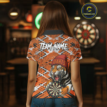 Load image into Gallery viewer, Personalized Orange Black Grunge Tiger Darts Shirt For Women Custom Darts Team Jersey Polo &amp; 1/4 Zip TDM5099