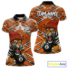 Load image into Gallery viewer, Personalized Orange Black Grunge Tiger Billiard Shirt For Women Custom 8 Ball Pool Team Jersey TDM5100