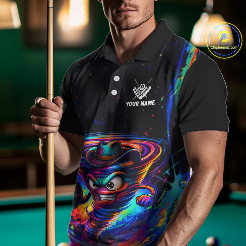 Funny Colorful Tornado 8 Ball Billiard Shirt For Men Custom Pool Team Shirt, Billiard Jersey TDM5574