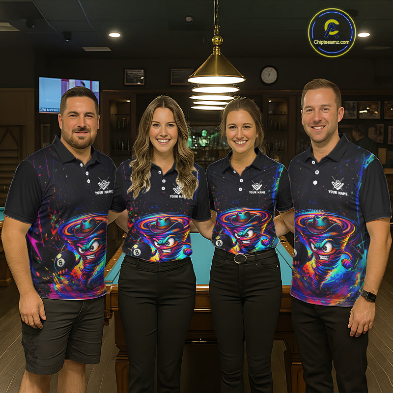 Funny Colorful Tornado 8 Ball Billiard Shirt For Men Custom Pool Team Shirt, Billiard Jersey TDM5574