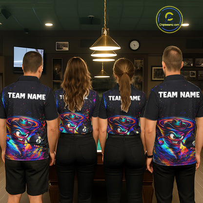 Funny Colorful Tornado 8 Ball Billiard Shirt For Men Custom Pool Team Shirt, Billiard Jersey TDM5574