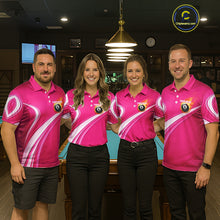 Load image into Gallery viewer, Personalized Pink Billiard Jersey For Women Custom Flame 8 Ball Pool Billiard Shirt Polo &amp; 1/4 Zip TDM5814
