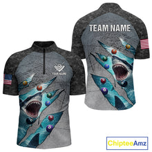 Load image into Gallery viewer, Personalized Funny Shark Billiard Shirt For Men, 8 Ball Pool Team Jersey Polo &amp; 1/4 Zip Shirt TDM6202