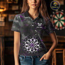 Load image into Gallery viewer, Personalized Purple Break Glass Darts Shirt For Women Custom Darts Team Jersey Polo &amp; 1/4 Zip TDM5101