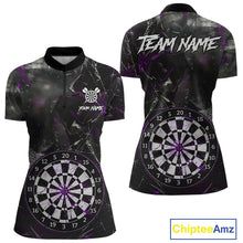 Load image into Gallery viewer, Personalized Purple Break Glass Darts Shirt For Women Custom Darts Team Jersey Polo &amp; 1/4 Zip TDM5101