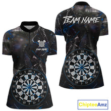 Load image into Gallery viewer, Personalized Blue Break Glass Darts Shirt For Women Custom Darts Team Jersey Polo &amp; 1/4 Zip TDM5103