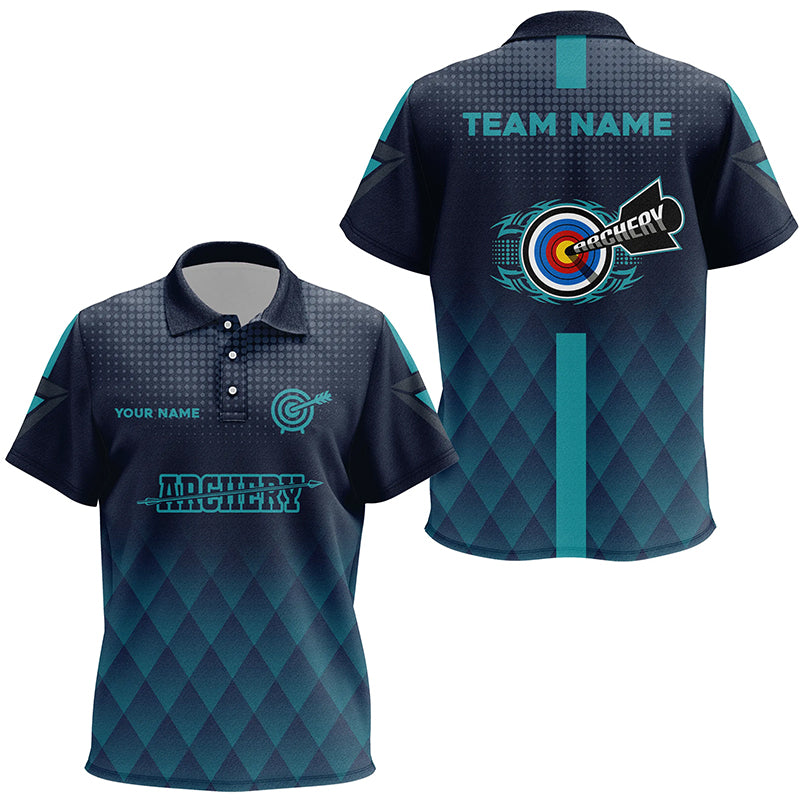 Personalized Blue Gradient Archery 3d Target Polo Shirts For Kid Custom Team Name Archery Jerseys TDM0646