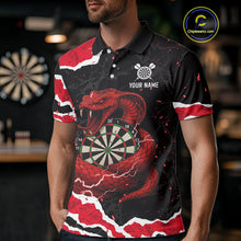 Load image into Gallery viewer, Black And Red Dartboard Cobra Snakes Darts Polo &amp; 1/4 Zip Custom Darts Shirt For Men, Darts Jersey TDM5336