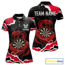 Load image into Gallery viewer, Black And Red Dartboard Cobra Snakes Darts Polo &amp; 1/4 Zip Custom Darts Shirt For Women, Darts Jersey TDM5336