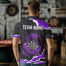 Load image into Gallery viewer, Black And Purple Dartboard Cobra Snakes Darts Polo &amp; 1/4 Zip Custom Mens Darts Shirt, Darts Jersey TDM5337