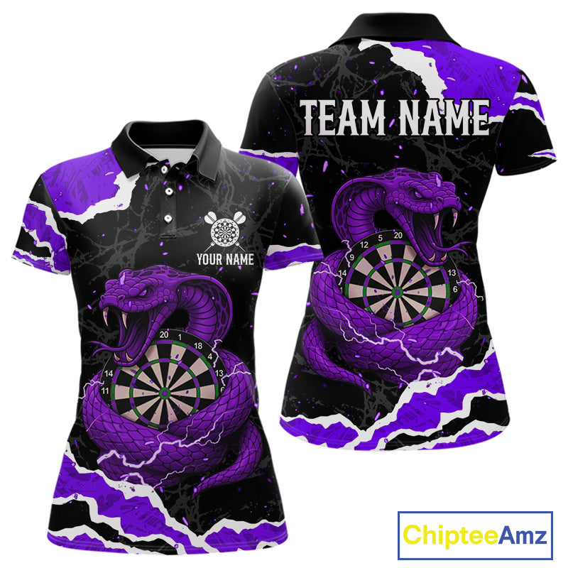 Black And Purple Dartboard Cobra Snakes Darts Polo & 1/4 Zip Custom Womens Darts Shirt, Darts Jersey TDM5337