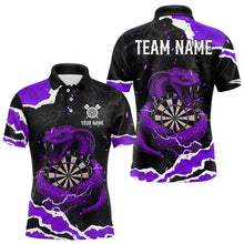 Load image into Gallery viewer, Black And Purple Dartboard Cobra Snakes Darts Polo &amp; 1/4 Zip Custom Mens Darts Shirt, Darts Jersey TDM5337