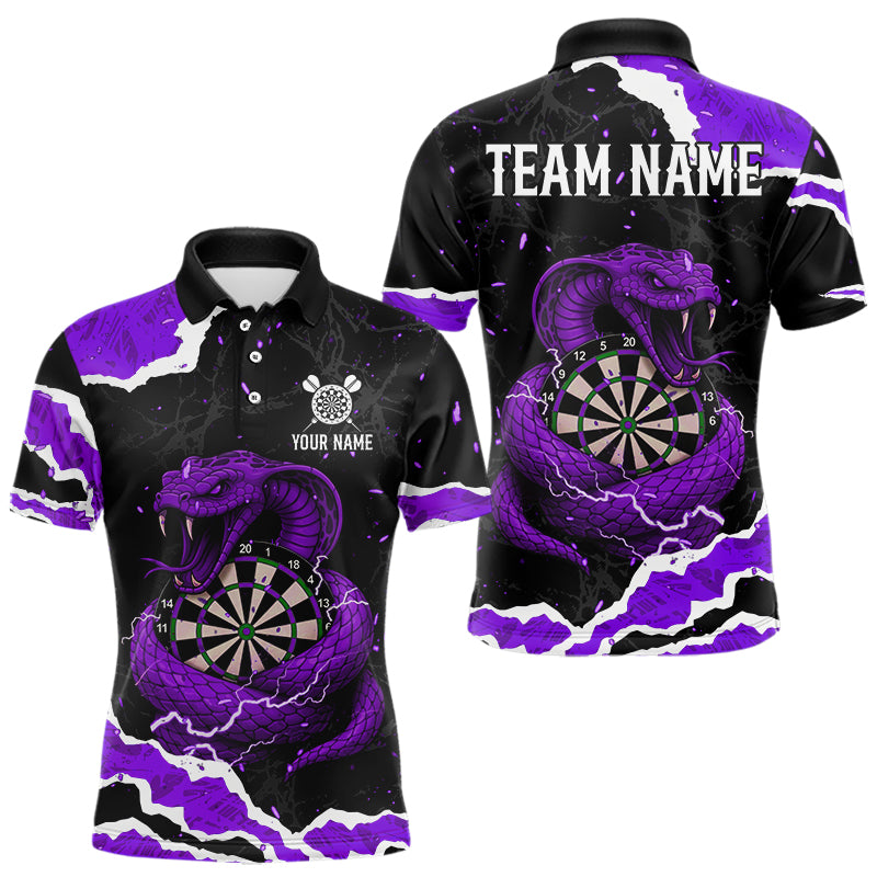 Black And Purple Dartboard Cobra Snakes Darts Polo & 1/4 Zip Custom Mens Darts Shirt, Darts Jersey TDM5337
