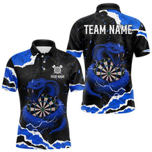 Load image into Gallery viewer, Black And Blue Dartboard Cobra Snakes Darts Polo &amp; 1/4 Zip Custom Mens Darts Shirt, Darts Jersey TDM5338