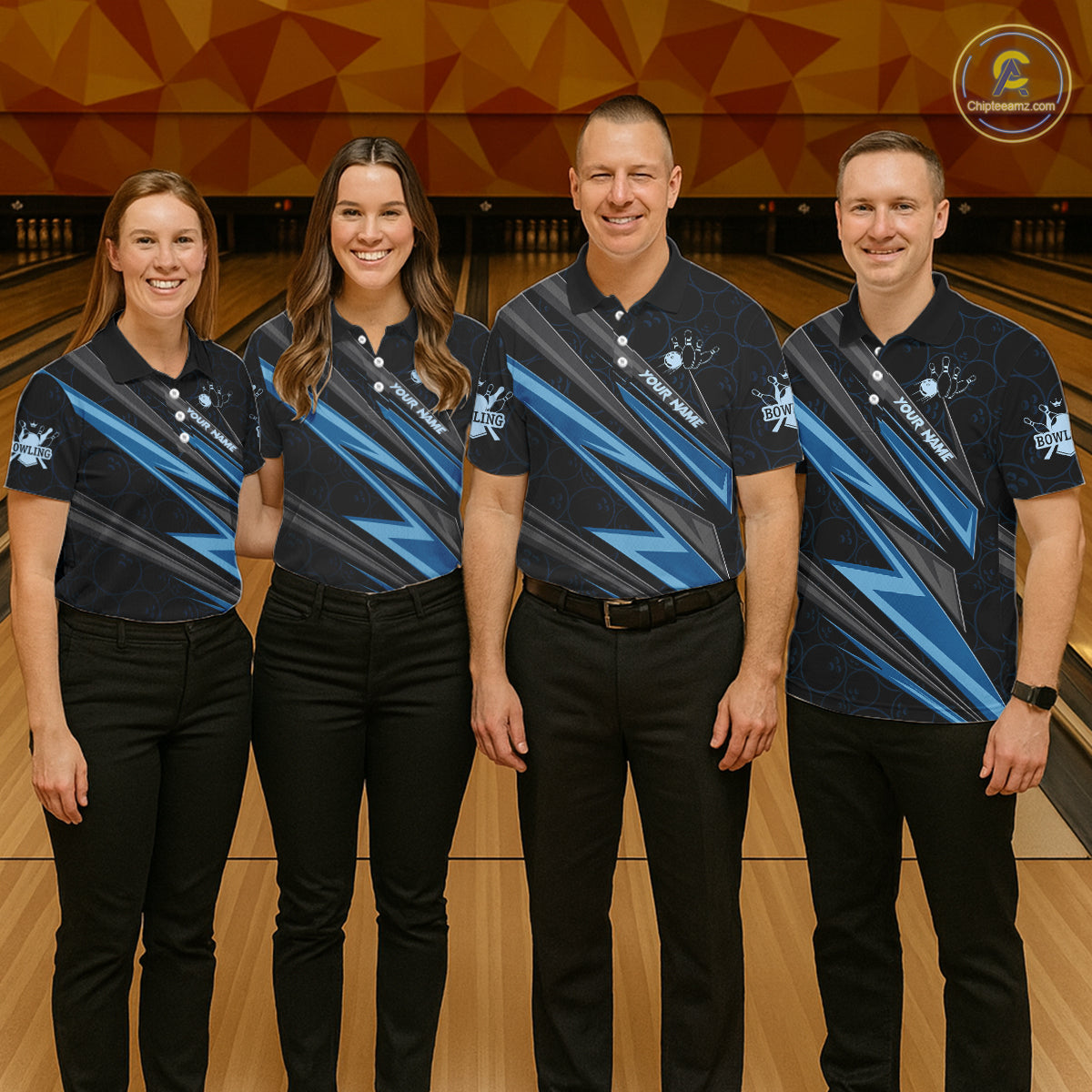 Black And Blue Bowling Jersey For Women Custom Bowling Tournament Team Shirt Polo & 1/4 Zip TDM5821