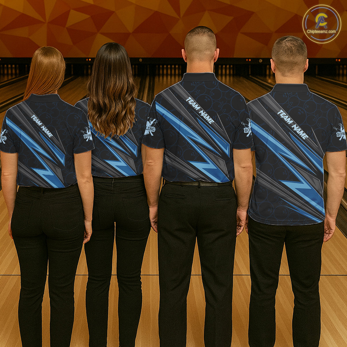 Black And Blue Bowling Jersey For Women Custom Bowling Tournament Team Shirt Polo & 1/4 Zip TDM5821