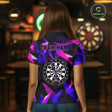 Load image into Gallery viewer, Custom Darts Shirts For Women, Pink And Purple Geometric Darts League Team Jersey Polo &amp; Quarter Zip TDM6628