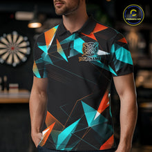 Load image into Gallery viewer, Custom Darts Shirts For Men, Orange And Turquoise Geometric Darts Team Jersey Polo &amp; Quarter Zip TDM6629