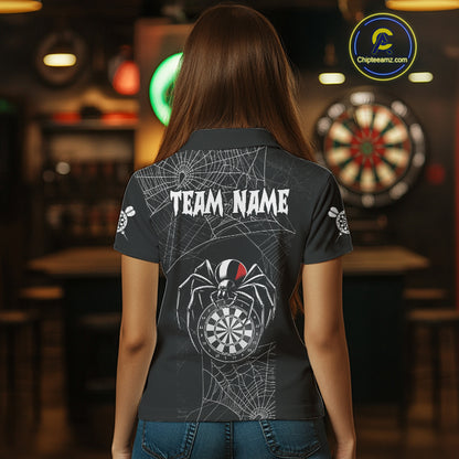 Funny Black Dartboard Spider Web Darts Shirt For Women Custom Halloween Darts Jerseys Outfit TDM4447