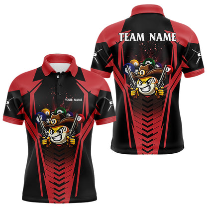 Personalized 9 Ball Cowboy Billiard Shirts For Men, Funny Billiard Shirts Billiard Jerseys |Red TDM3104