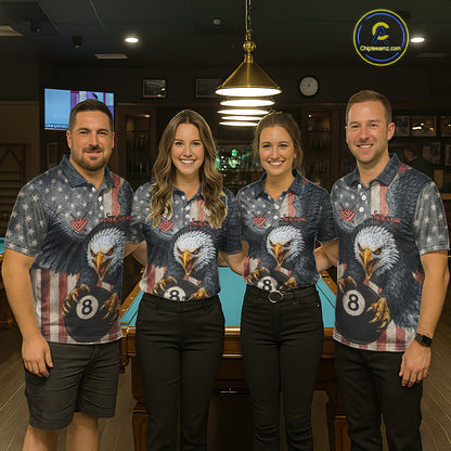 Personalized Vintage American Flag Eagle Billiard Shirt For Men, 8 Ball Pool Billiard Team Jerseys TDM5593