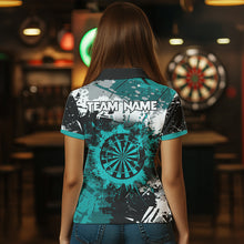 Load image into Gallery viewer, Grunge Turquoise Paint Splash Dart Shirts For Women Custom Darts Team Jersey Polo &amp; 1/4 Zip TDM3509