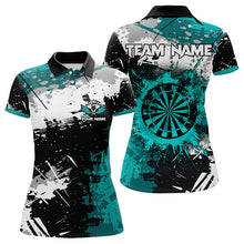 Load image into Gallery viewer, Grunge Turquoise Paint Splash Dart Shirts For Women Custom Darts Team Jersey Polo &amp; 1/4 Zip TDM3509