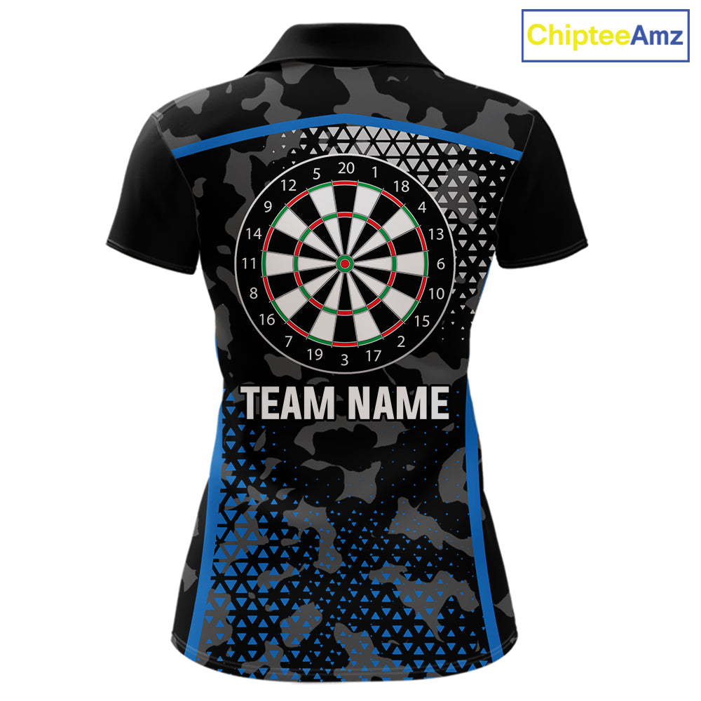 Black And Blue Camo Dart Shirt With Pocket Option For Women Custom Dart Jersey TDM5828