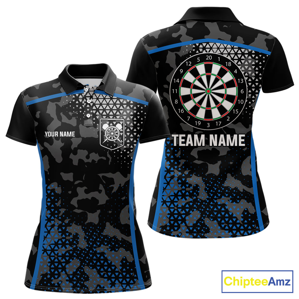 Black And Blue Camo Dart Shirt With Pocket Option For Women Custom Dart Jersey TDM5828