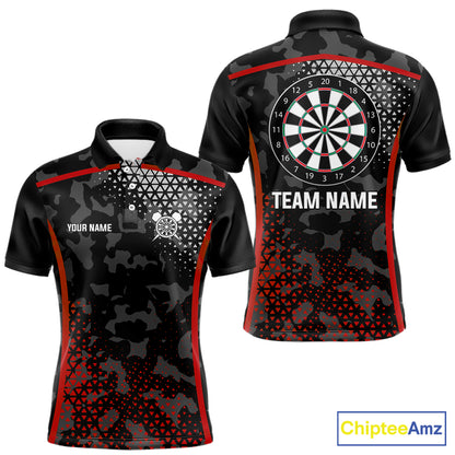 Black And Red Camo Dart Shirt With Pocket Option For Men Custom Dart Jersey TDM5829