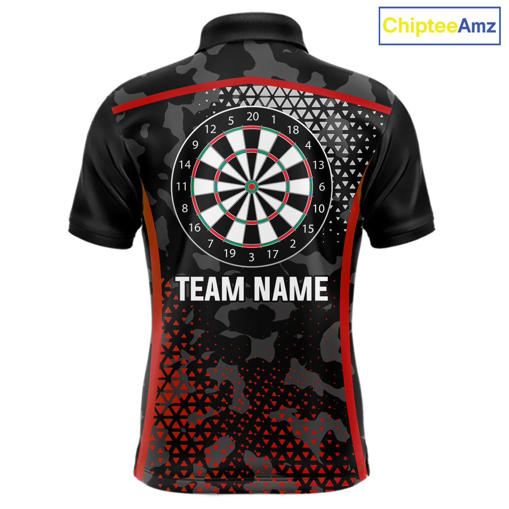 Black And Red Camo Dart Shirt With Pocket Option For Men Custom Dart Jersey TDM5829
