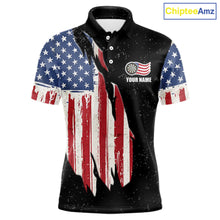 Load image into Gallery viewer, Personalized Grunge US Flag Eagle Darts Shirt For Men, Patriotic Darts Team Jersey Polo &amp; 1/4 Zip TDM5831