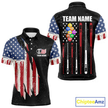Load image into Gallery viewer, Personalized Grunge American Flag Men's Billiard Shirt Custom 9 Ball Pool Billiard Team Jersey TDM5832