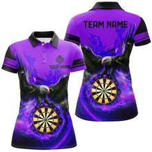 Load image into Gallery viewer, Personalized 3D Eagle Flying On Dart Board Fire Darts Shirts For Women Custom Darts Jerseys |Purple TDM2125