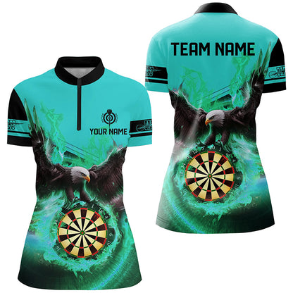 Personalized 3D Eagle Flying On Dart Board Fire Darts Shirts For Women Custom Darts Jersey |Turquoise TDM2127