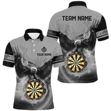 Load image into Gallery viewer, Personalized 3D Eagle Flying On Dart Board Fire Darts Shirts For Men Custom Darts Jerseys |Grey TDM2383