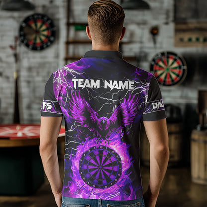 Purple Dart Board Fire Flame Custom Eagle Dart Shirts For Men, Thunder Lightning Dart Team Jerseys TDM2877