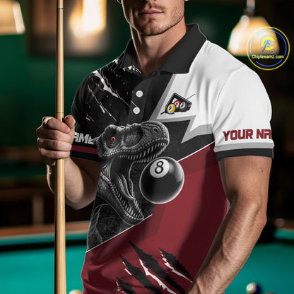 Personalized 8 Ball Pool Sauropod Billiard Shirts For Men Custom Billiard Team Jerseys |Red TDM5606