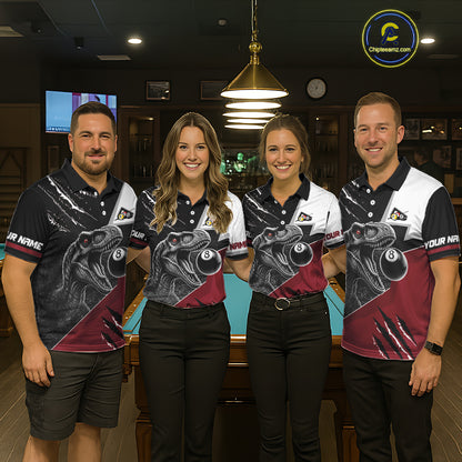 Personalized 8 Ball Pool Sauropod Billiard Shirts For Men Custom Billiard Team Jerseys |Red TDM5606