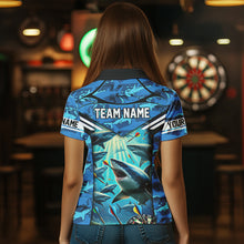 Load image into Gallery viewer, Blue 3D Shark Custom Ocean Camo Darts Shirts For Women Custom Dart Jersey TDM3515