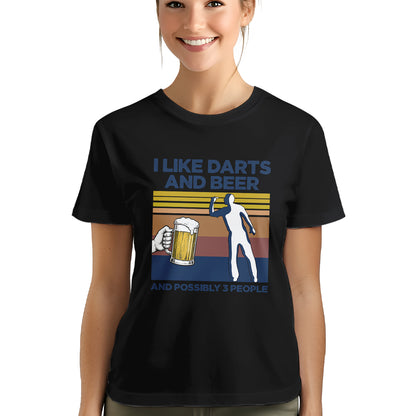 Funny Retro Darts Shirts I Like Darts And Beer And Possibly 3 People T-Shirts, Darts Player Gifts TDM3937