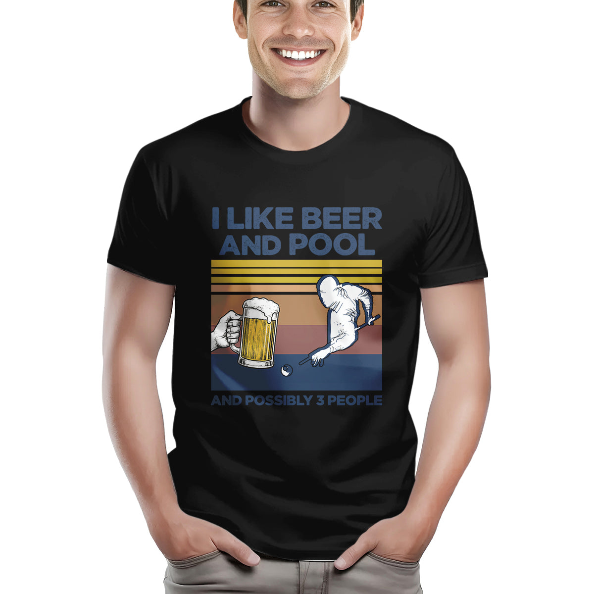 Funny Retro Billiard Shirts I Like Beer And Pool And Possibly 3 People T-Shirts, Pool Player Gifts TDM3938