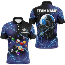 Load image into Gallery viewer, Custom Death Skull Billiard Balls Thunder Lightning 3D Shirts For Men, Purple Billiard Team Jerseys TDM1725