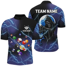 Load image into Gallery viewer, Custom Death Skull Billiard Balls Thunder Lightning 3D Shirts For Men, Purple Billiard Team Jerseys TDM1725