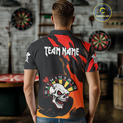 Funny Skull Dart Shirts With Pocket Option For Men Custom Dart Team Jersey TDM4098