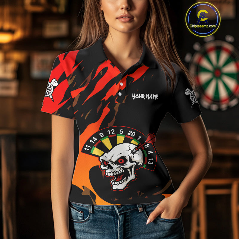 Funny Skull Dart Shirts With Pocket Option For Women Custom Dart Team Jersey TDM4098