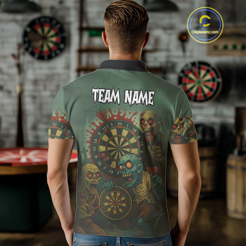 Funny Zombie Darts Shirt For Men Custom Darts Jerseys Team Polo & Quarter Zip, Darts Gifts TDM4282