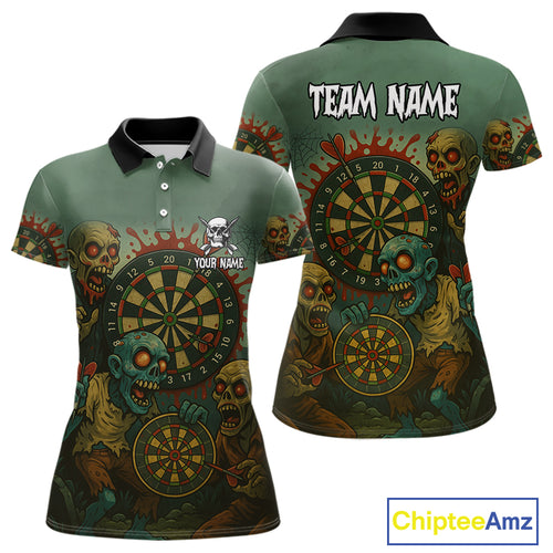 Funny Zombie Darts Shirt For Women Custom Darts Jerseys Team Polo & Quarter Zip, Darts Gifts TDM4282